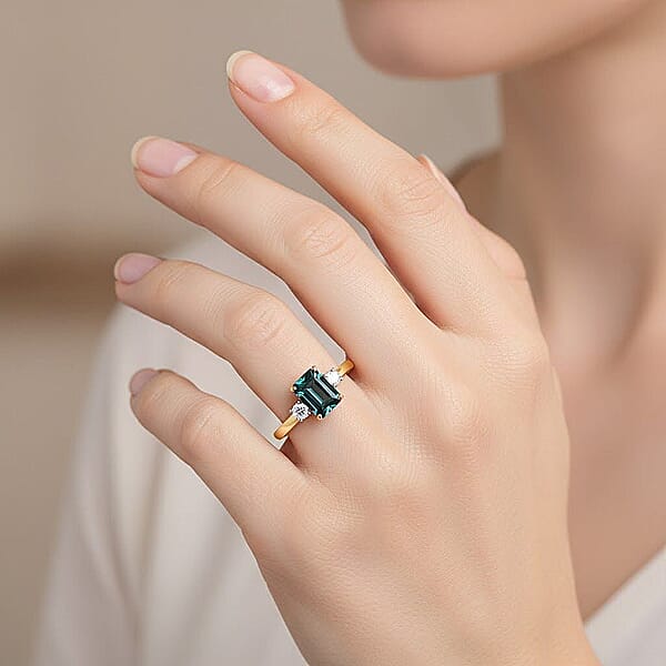 Shop Lc IGI Certified Luxoro 10K Yellow Gold AAA Monte Belo Indicolite Diamond (I2) Ring 1.35 Ctw