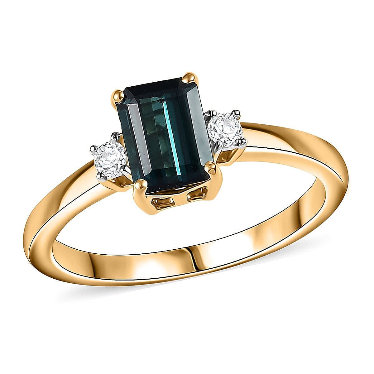 shop lc IGI Certified Luxoro 10K Yellow Gold AAA Monte Belo Indicolite Diamond (I2) Ring 1.35 ctw