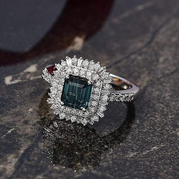 Shop Lc IGI Certified Luxoro AAA Monte Belo Indicolite Diamond (I2) Art Deco Ring In 10K White Gold 2.35 Ctw