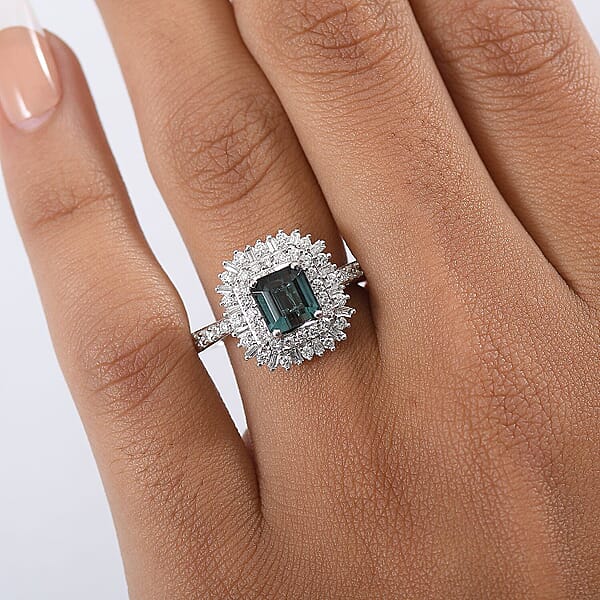 Shop Lc IGI Certified Luxoro AAA Monte Belo Indicolite Diamond (I2) Art Deco Ring In 10K White Gold 2.35 Ctw