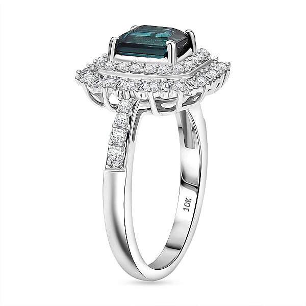 Shop Lc IGI Certified Luxoro AAA Monte Belo Indicolite Diamond (I2) Art Deco Ring In 10K White Gold 2.35 Ctw