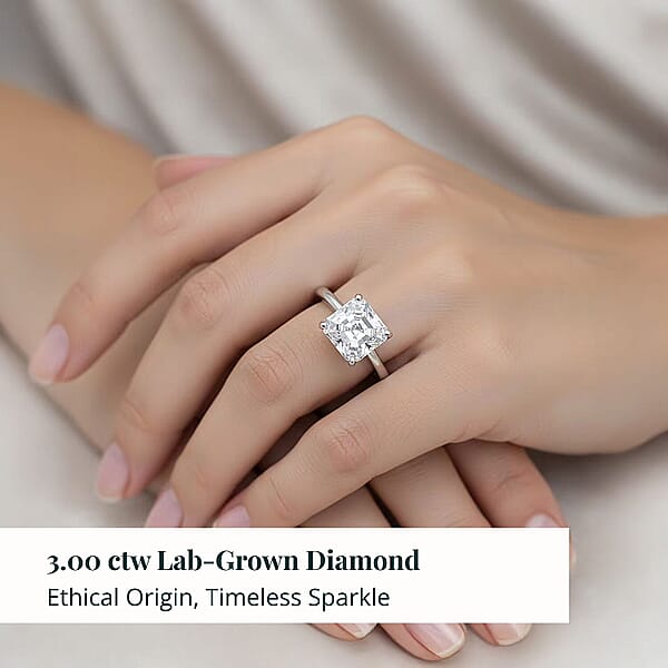 Shop Lc IGI Certified Luxuriant Asscher Cut Luxuriant Lab Grown Diamond Solitaire Ring In 950 Platinum 3.00 Ctw