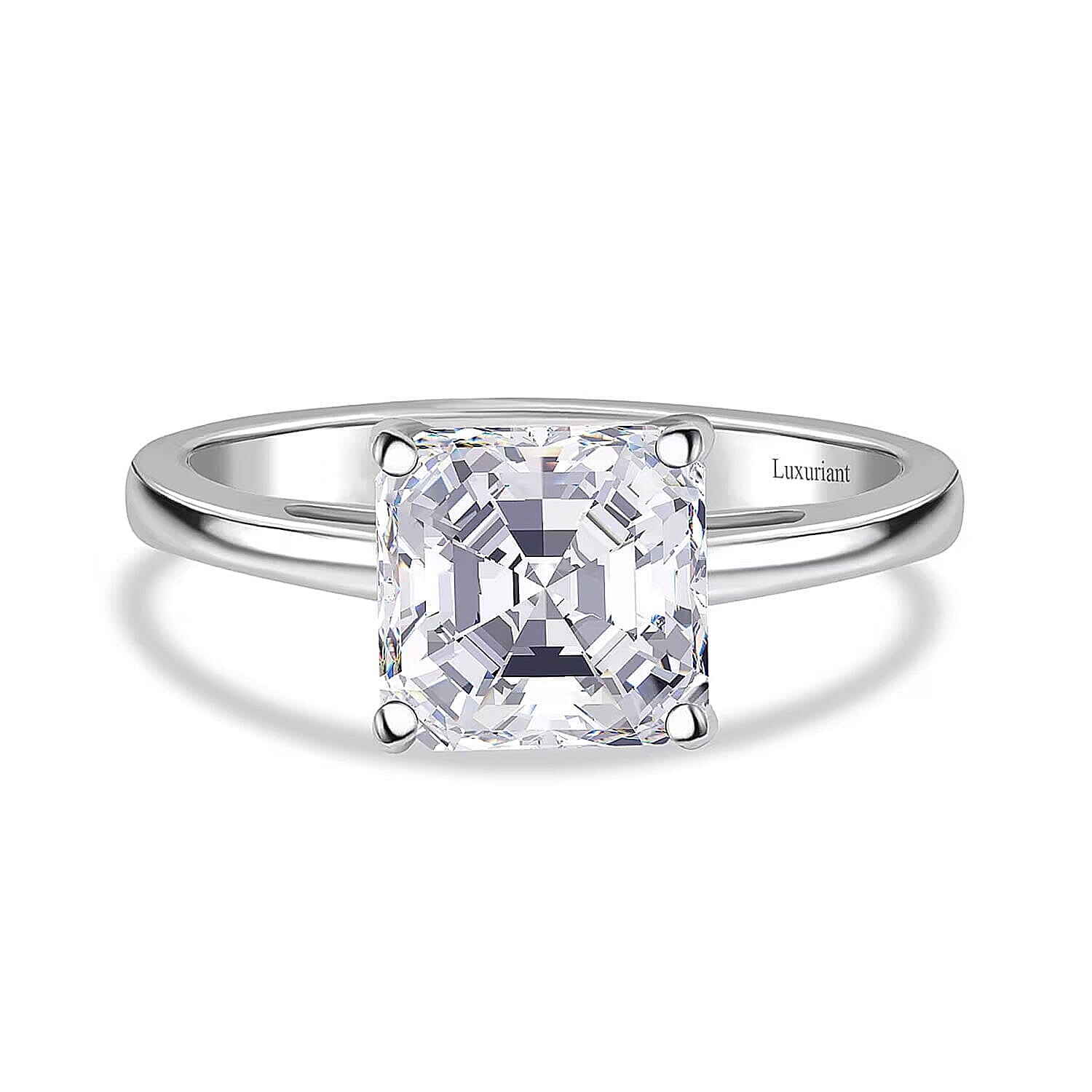 shop lc IGI Certified Luxuriant Asscher Cut Luxuriant Lab Grown Diamond Solitaire Ring in 950 Platinum 3.00 ctw