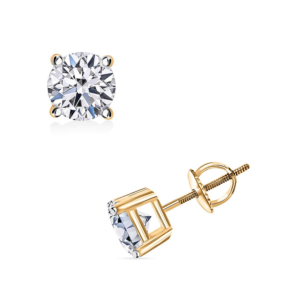 shop lc IGI Certified Luxuriant Lab Grown Diamond E-F VS 0.50 ctw Solitaire Stud Earrings in 14K Yellow Gold