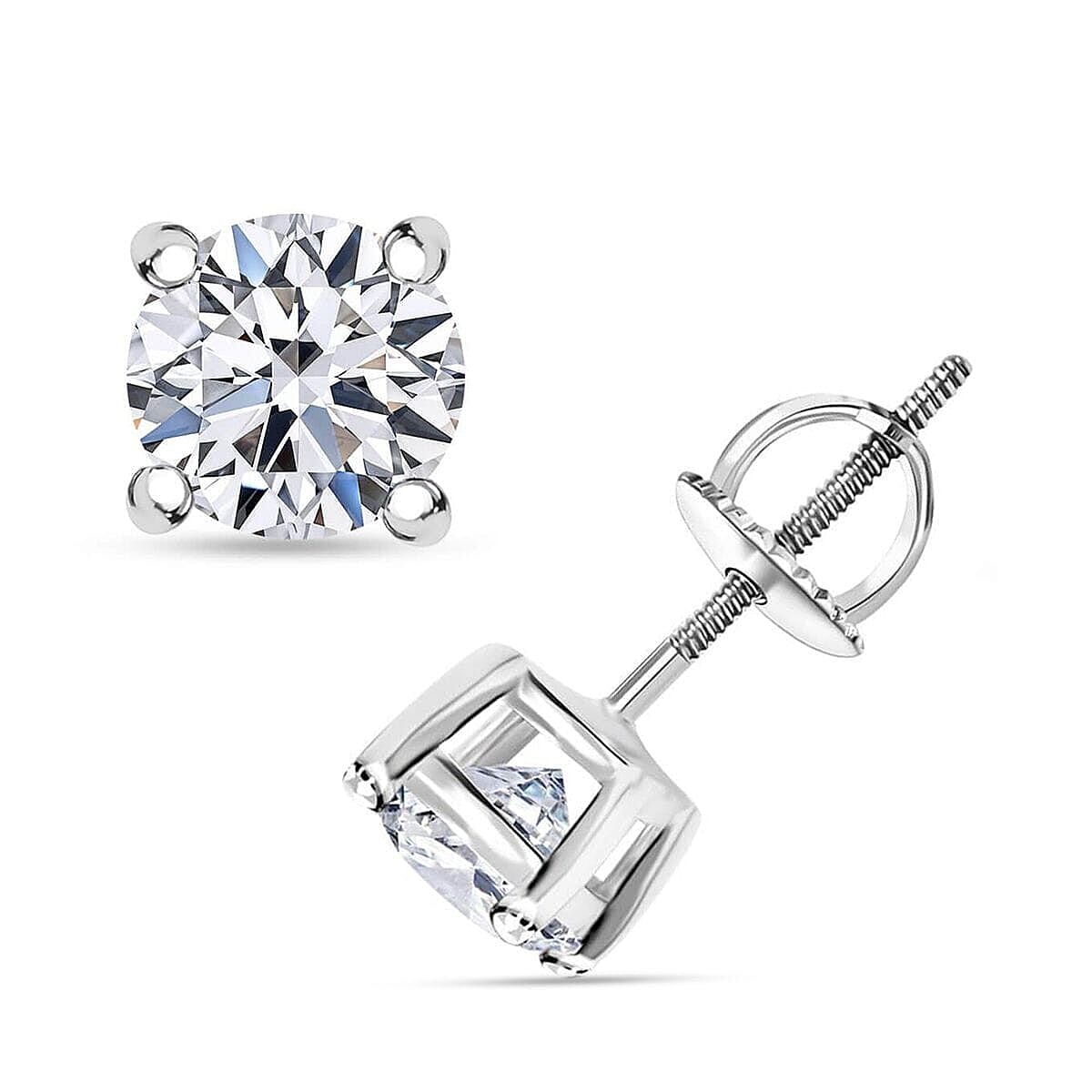 shop lc IGI Certified Luxuriant Lab Grown Diamond E-F VS 1.00 ctw Solitaire Stud Earrings in 14K White Gold