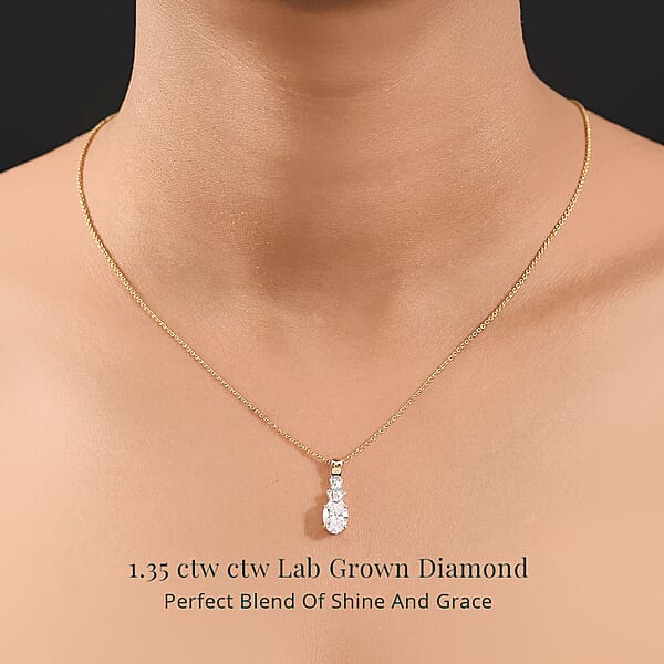 Shop Lc IGI Certified Luxuriant Lab Grown Diamond E-F VS 1.35 Ctw Pendant Necklace In 10K Yellow Gold 20 Inches