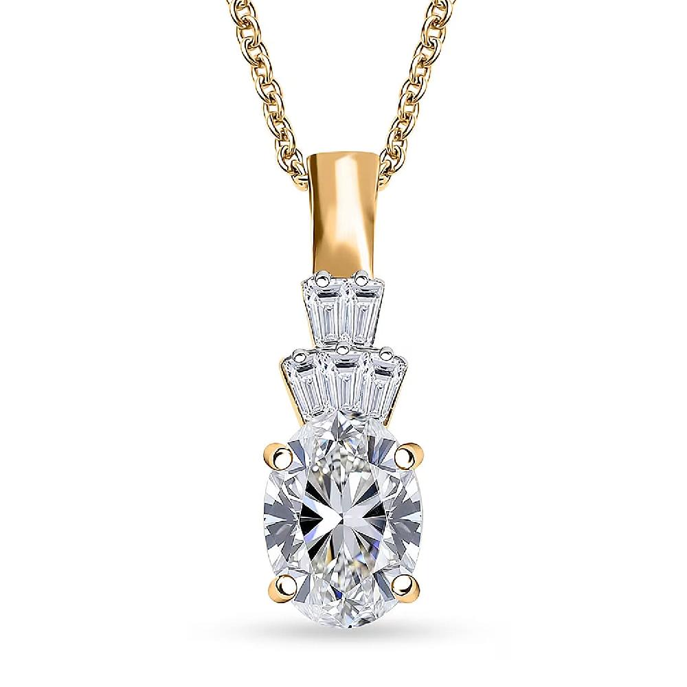 shop lc IGI Certified Luxuriant Lab Grown Diamond E-F VS 1.35 ctw Pendant Necklace in 10K Yellow Gold 20 Inches