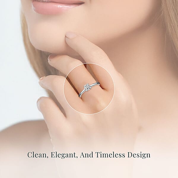 Shop Lc IGI Certified Luxuriant Lab Grown Diamond E-F VS 1.00 Ctw Solitaire Ring In Rhodium Over Sterling Silver