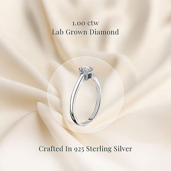 Shop Lc IGI Certified Luxuriant Lab Grown Diamond E-F VS 1.00 Ctw Solitaire Ring In Rhodium Over Sterling Silver