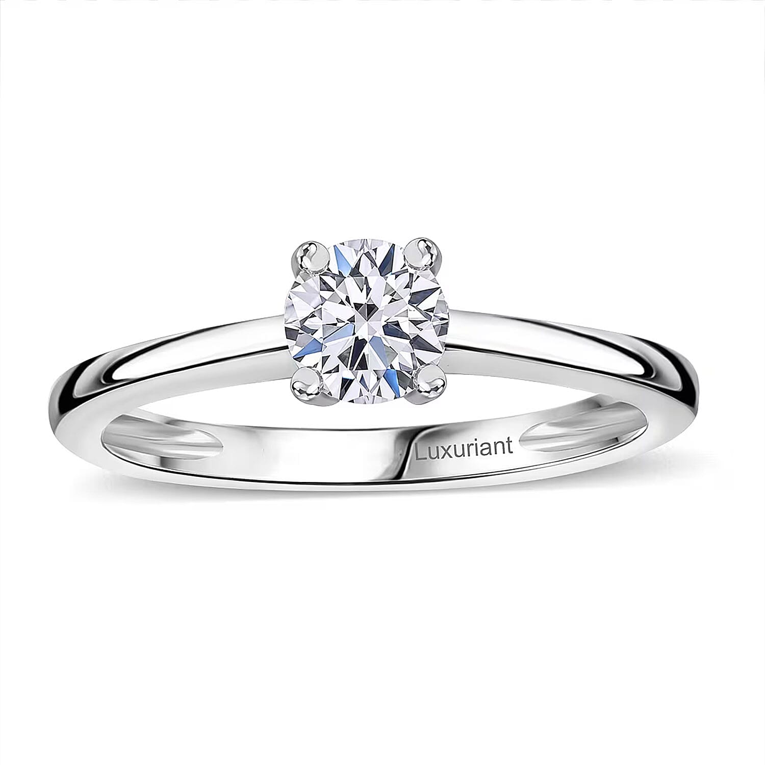 shop lc IGI Certified Luxuriant Lab Grown Diamond E-F VS 1.00 ctw Solitaire Ring in Rhodium Over Sterling Silver