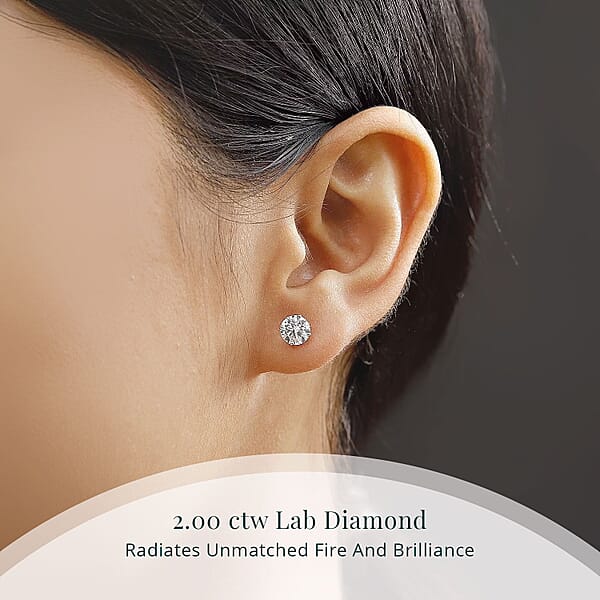 Shop Lc IGI Certified Luxuriant Lab Grown Diamond E-F VS 2.00 Ctw Solitaire Stud Earrings In 10K White Gold