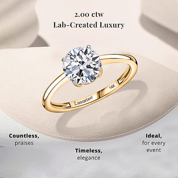 Shop Lc IGI Certified Luxuriant Lab Grown Diamond E-F VS 2.00 Ctw Solitaire Ring In 14K Yellow Gold (Del. In 8-10 Days)