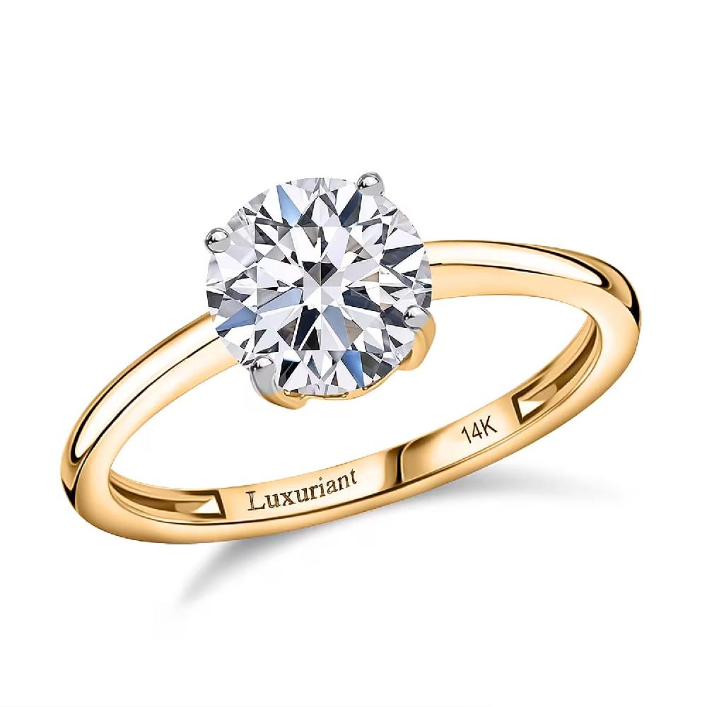 shop lc IGI Certified Luxuriant Lab Grown Diamond E-F VS 2.00 ctw Solitaire Ring in 14K Yellow Gold (Del. In 8-10 Days)