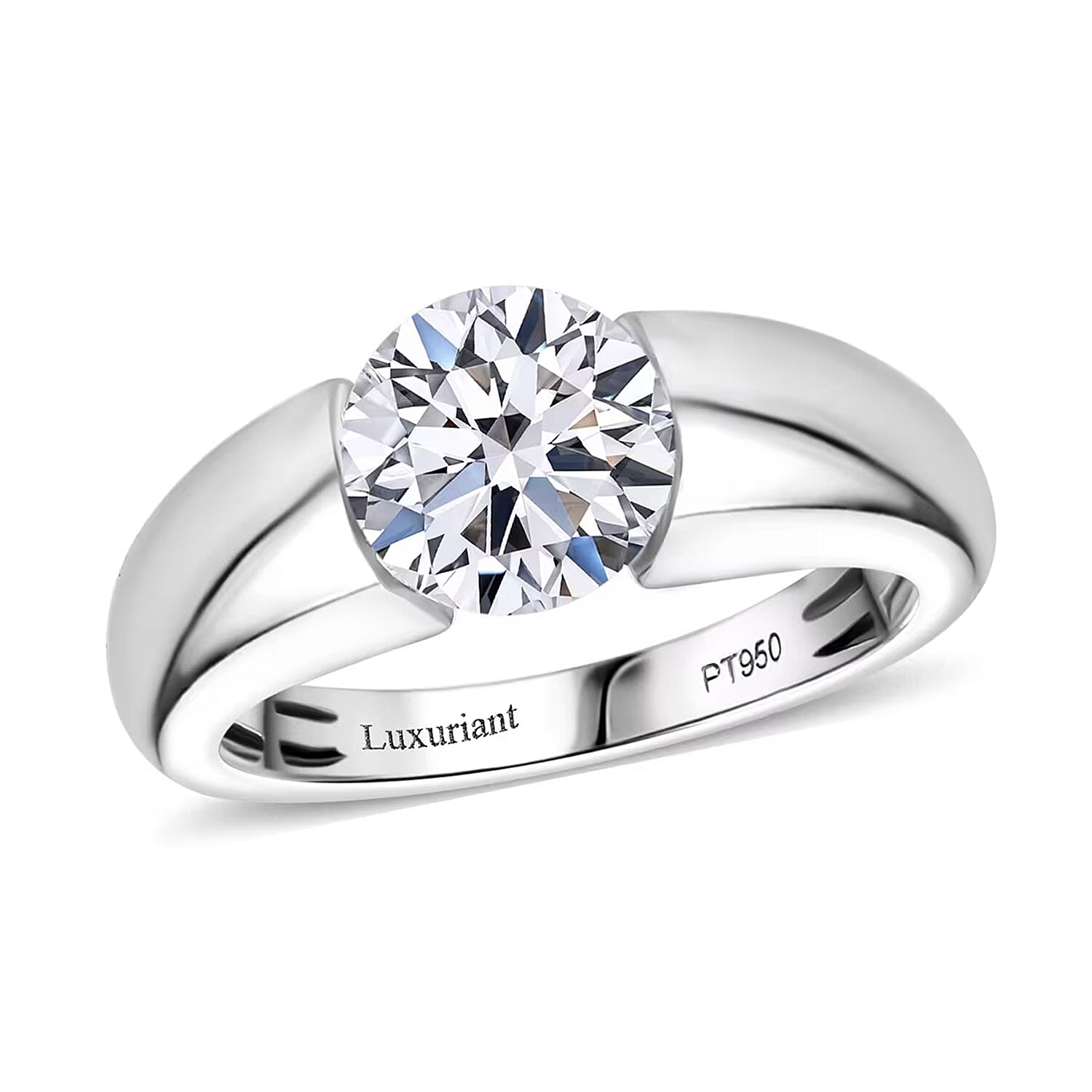 shop lc IGI Certified Luxuriant Lab Grown Diamond E-F VS 2.00 ctw Tension Set Ring in 950 Platinum 9.50 Grams