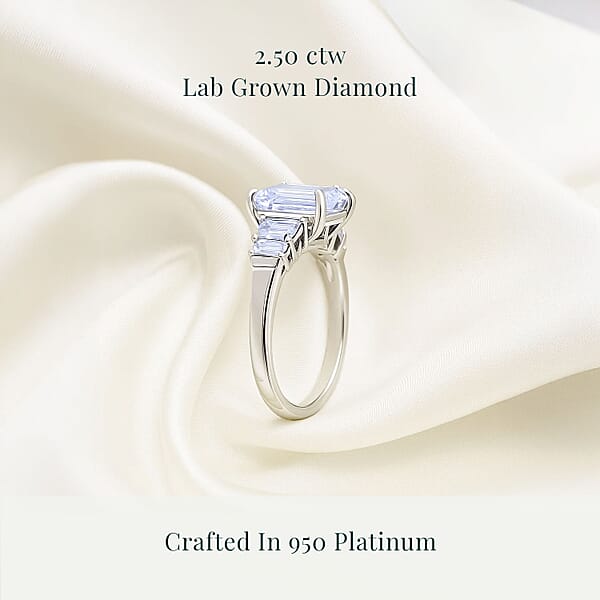 Shop Lc IGI Certified Luxuriant Lab Grown Diamond E-F VS 2.50 Ctw Art Deco Ring In 950 Platinum 4.25 Grams