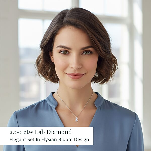 Shop Lc IGI Certified Luxuriant Lab Grown Diamond E-F VS 2.00 Ctw Elysian Bloom Pendant Necklace In 950 Platinum 20 Inches
