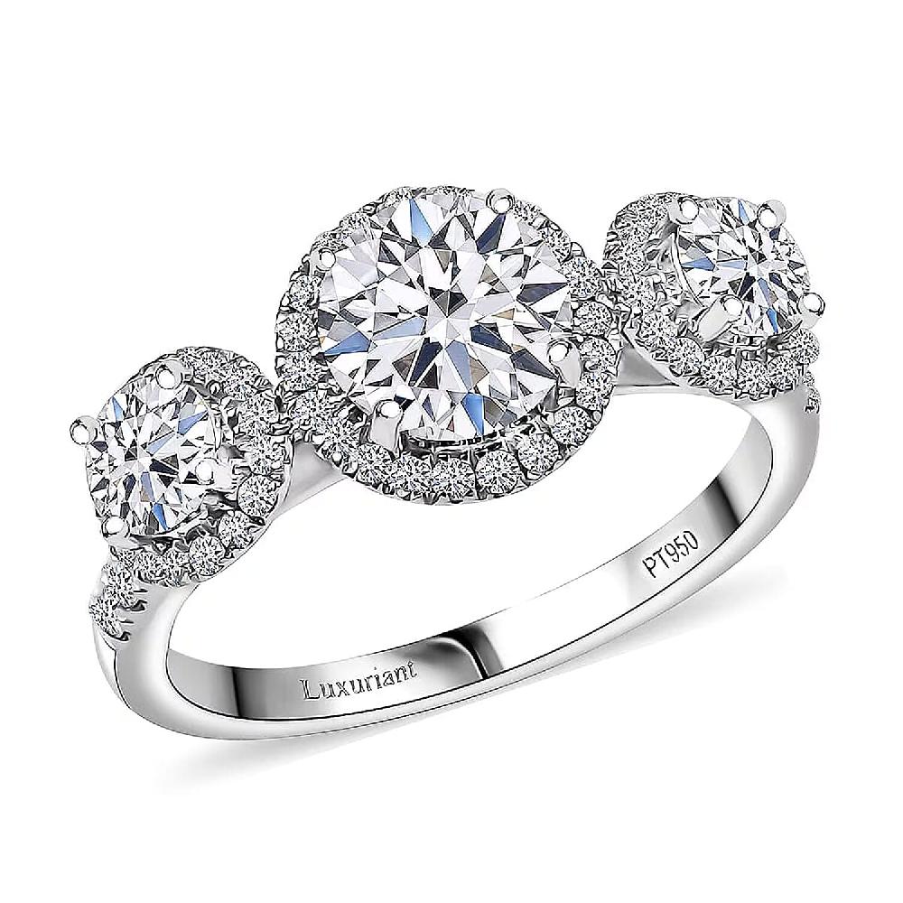 shop lc IGI Certified Luxuriant Lab Grown Diamond E-F VS 2.00 ctw Ring in 950 Platinum