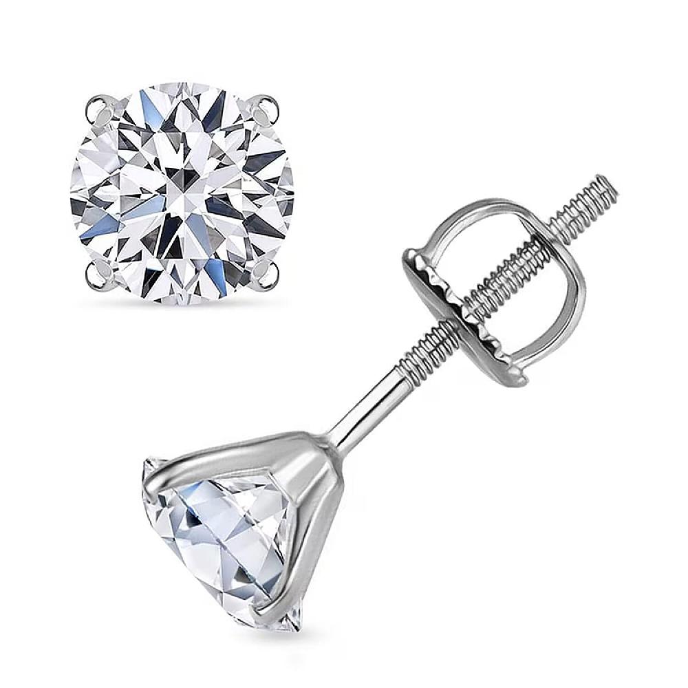 shop lc IGI Certified Luxuriant Lab Grown Diamond E-F VS 2.00 ctw Solitaire Stud Earrings in 10K White Gold