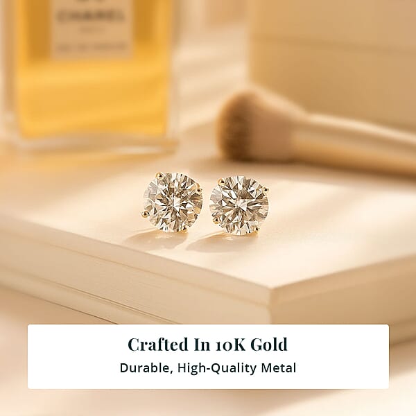 Shop Lc IGI Certified Luxuriant Lab Grown Diamond E-F VS 3.00 Ctw Solitaire Stud Earrings In 10K Yellow Gold