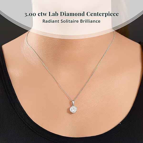 Shop Lc IGI Certified Luxuriant Lab Grown Diamond E-F VS 3.00 Ctw Solitaire Pendant Without Chain In 950 Palladium (Del. In 12-15 Days)