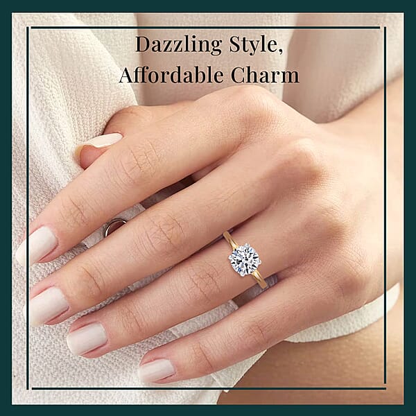Shop Lc IGI Certified Luxuriant Lab Grown Diamond E-F VS 3.00 Ctw Solitaire Ring In 10K Yellow Gold (Del. In 10-15 Days)