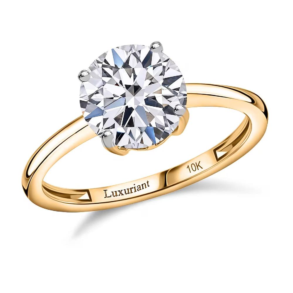 shop lc IGI Certified Luxuriant Lab Grown Diamond E-F VS 3.00 ctw Solitaire Ring in 10K Yellow Gold (Del. in 10-15 Days)