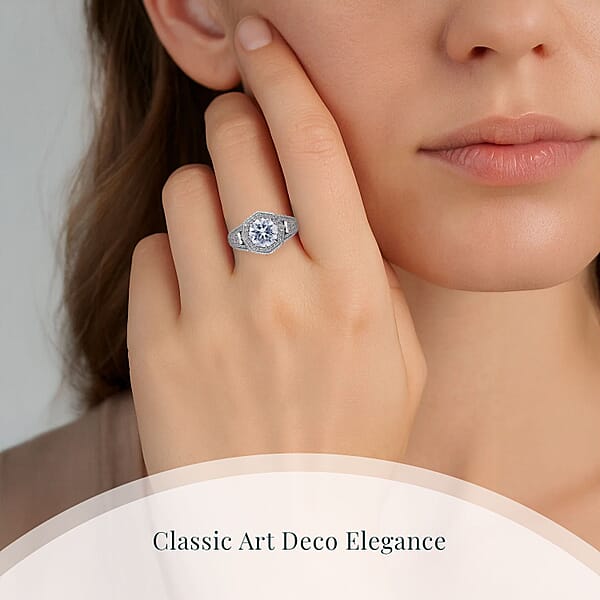 Shop Lc IGI Certified Luxuriant Lab Grown Diamond E-F VS 3.50 Ctw Art Deco Ring In 950 Platinum 7.45 Grams