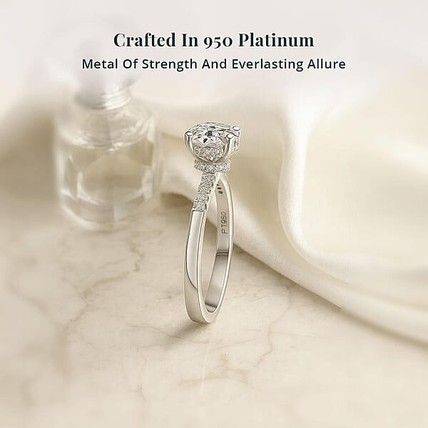 Shop Lc IGI Certified Luxuriant Lab Grown Diamond (E-F VS) Halo Ring In 950 Platinum 1.50 Ctw