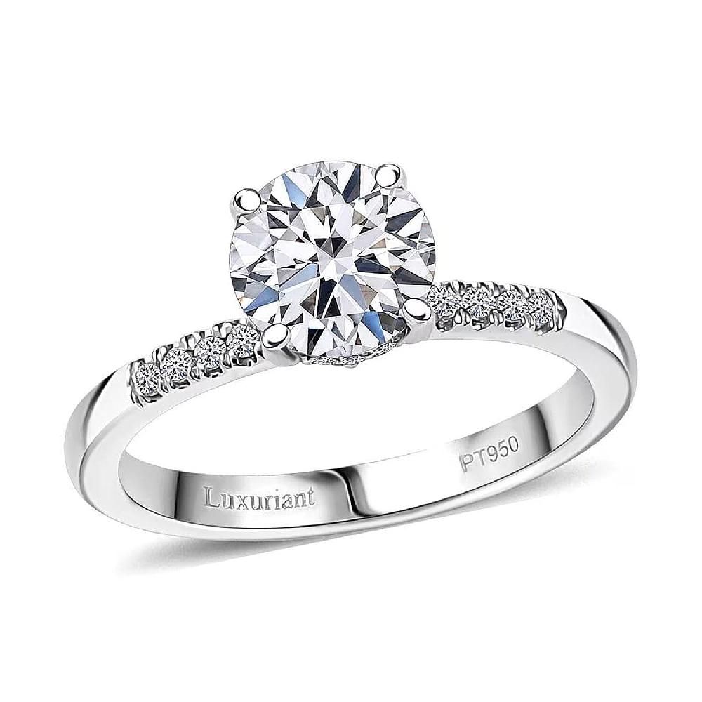 shop lc IGI Certified Luxuriant Lab Grown Diamond (E-F VS) Halo Ring in 950 Platinum 1.50 ctw