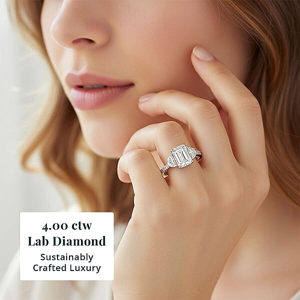 Shop Lc IGI Certified Luxuriant Lab Grown Diamond (E-F VS) Ring In 950 Platinum 4.00 Ctw