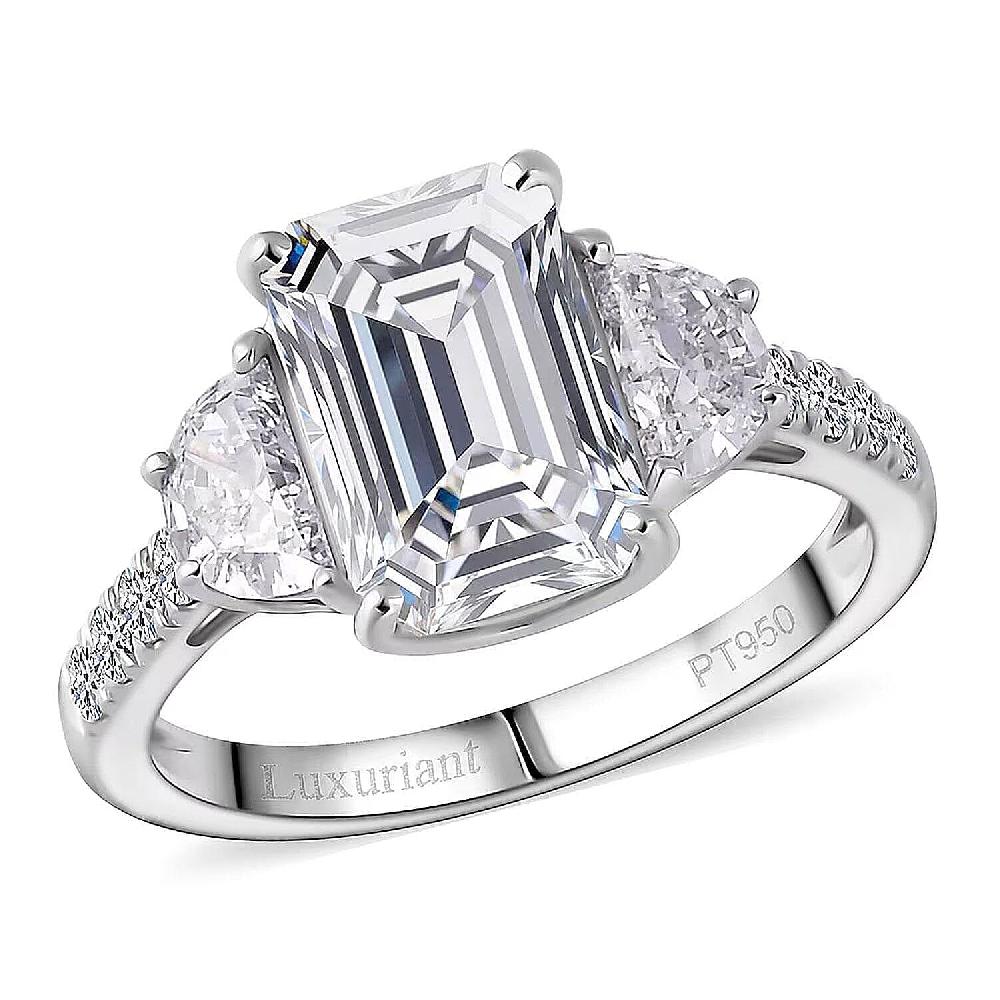 shop lc IGI Certified Luxuriant Lab Grown Diamond (E-F VS) Ring in 950 Platinum 4.00 ctw