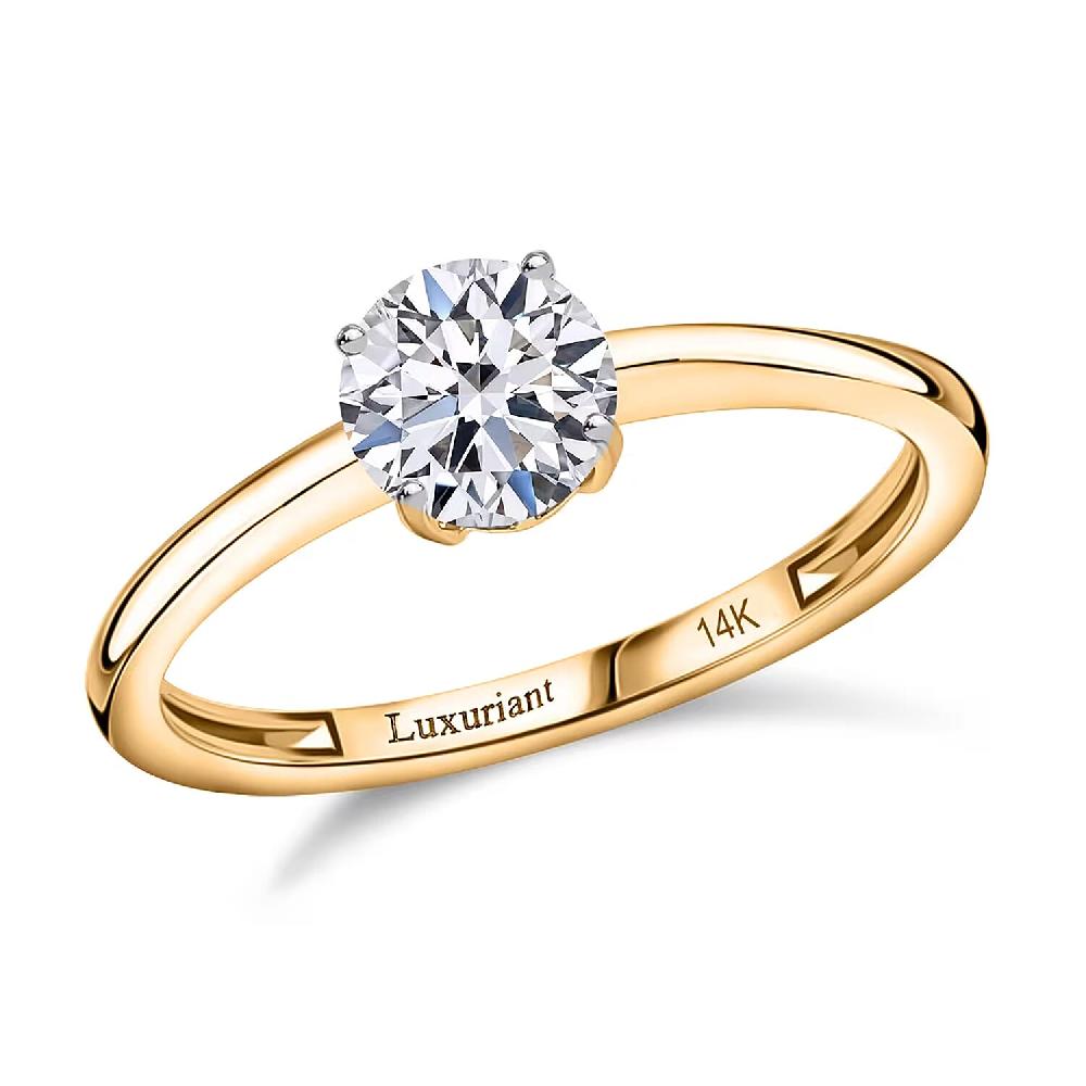 shop lc IGI Certified Luxuriant Lab Grown Diamond (E-F VS) Solitaire Ring in 14K Yellow Gold 1.00 ctw