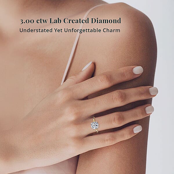 Shop Lc IGI Certified Luxuriant Lab Grown Diamond G VS 3.00 Ctw Ring In 14K Yellow Gold (Del. In 12-15 Days)
