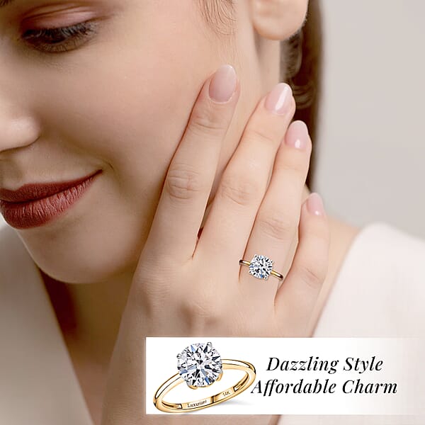 Shop Lc IGI Certified Luxuriant Lab Grown Diamond G VS 3.00 Ctw Ring In 14K Yellow Gold (Del. In 12-15 Days)