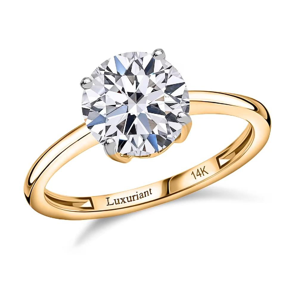 shop lc IGI Certified Luxuriant Lab Grown Diamond G VS 3.00 ctw Ring in 14K Yellow Gold (Del. in 12-15 Days)
