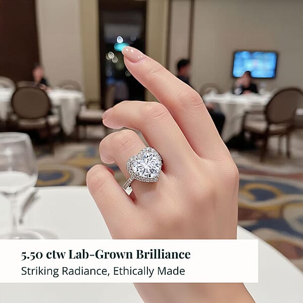 Shop Lc IGI Certified Luxuriant Lab Grown Diamond Heart Ring In 950 Platinum 5.50 Ctw