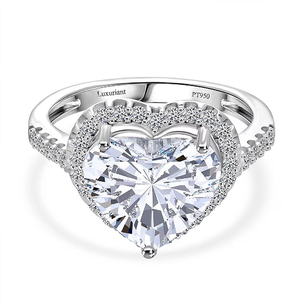 shop lc IGI Certified Luxuriant Lab Grown Diamond Heart Ring in 950 Platinum 5.50 ctw