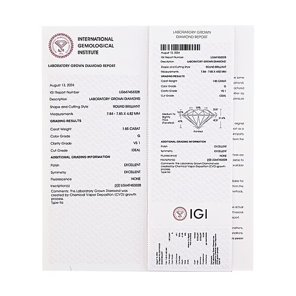 Shop Lc IGI Certified Luxuriant Lab Grown Diamond (Round) (VS1) 1.80 Ctw