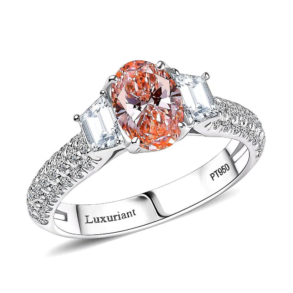 shop lc IGI Certified Luxuriant Lab Grown Pink Diamond (IR) 10.0) VS and Lab Grown Diamond 2.00 ctw Ring in 950 Platinum