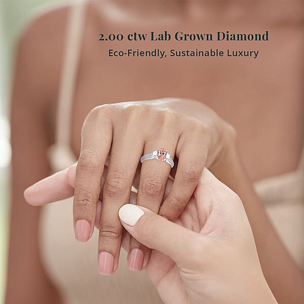 Shop Lc IGI Certified Luxuriant Lab Grown Pink Diamond (IR) 11.0) VS And Lab Grown Diamond 2.00 Ctw Ring In 950 Platinum