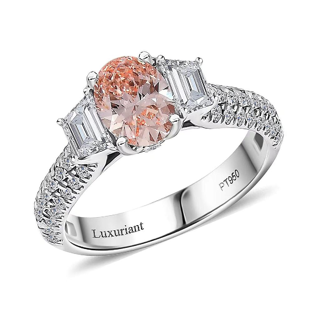 shop lc IGI Certified Luxuriant Lab Grown Pink Diamond (IR) 8.0) VS and Lab Grown Diamond 2.00 ctw Ring in 950 Platinum