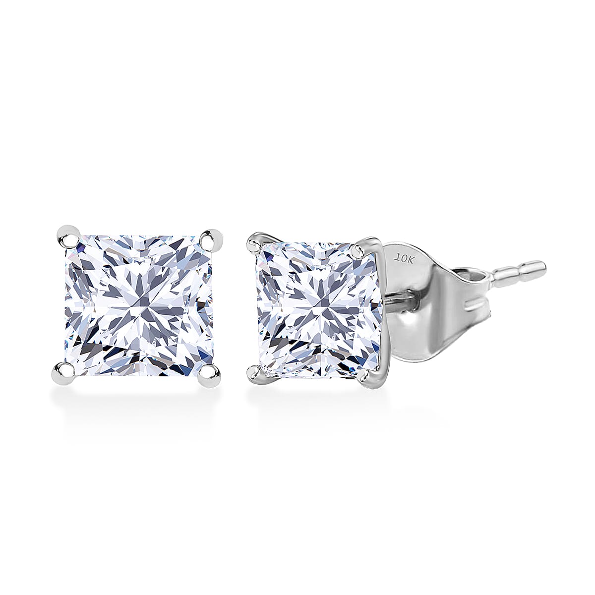 shop lc IGI Certified Princess Cut Luxuriant Lab Grown Diamond Earrings in 950 Platinum with 10K WG Push Post 3.00 ctw