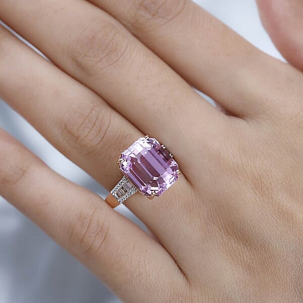 Shop Lc Iliana 18K Rose Gold AAA Patroke Kunzite And G-H SI Diamond Ring 5.60 Grams 12.75 Ctw