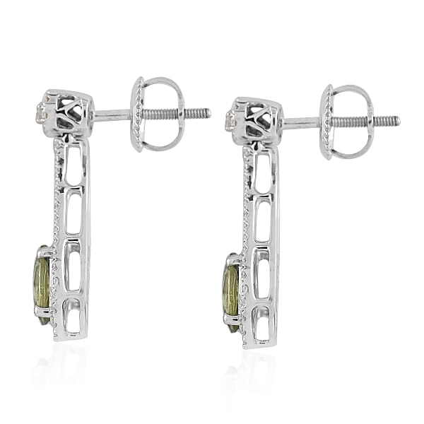 Shop Lc Iliana 18K White Gold AAA Ambanja Demantoid Garnet And G-H SI Diamond Dangle Earrings 2.35 Ctw
