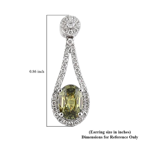 Shop Lc Iliana 18K White Gold AAA Ambanja Demantoid Garnet And G-H SI Diamond Dangle Earrings 2.35 Ctw