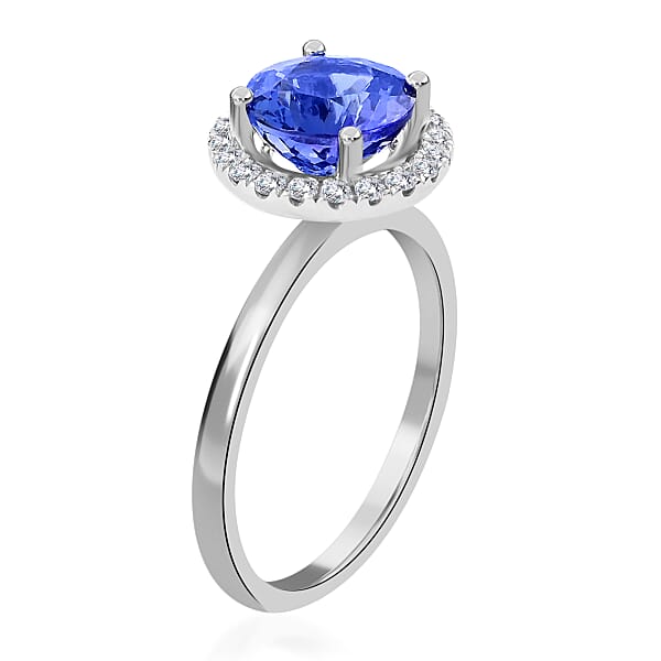 Shop Lc Iliana 18K White Gold AAA Tanzanite And G-H SI Diamond Halo Ring 1.80 Ctw