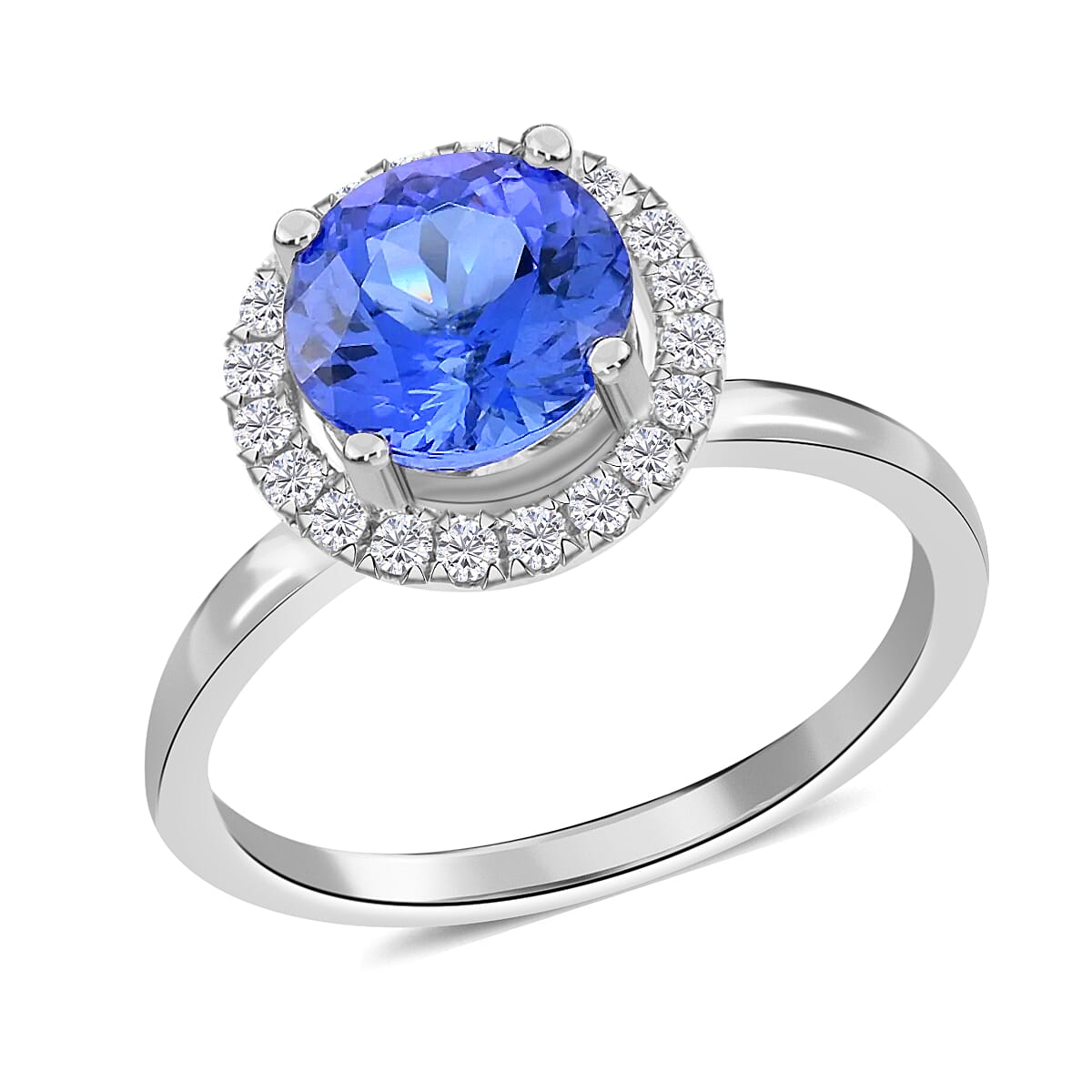 shop lc Iliana 18K White Gold AAA Tanzanite and G-H SI Diamond Halo Ring 1.80 ctw