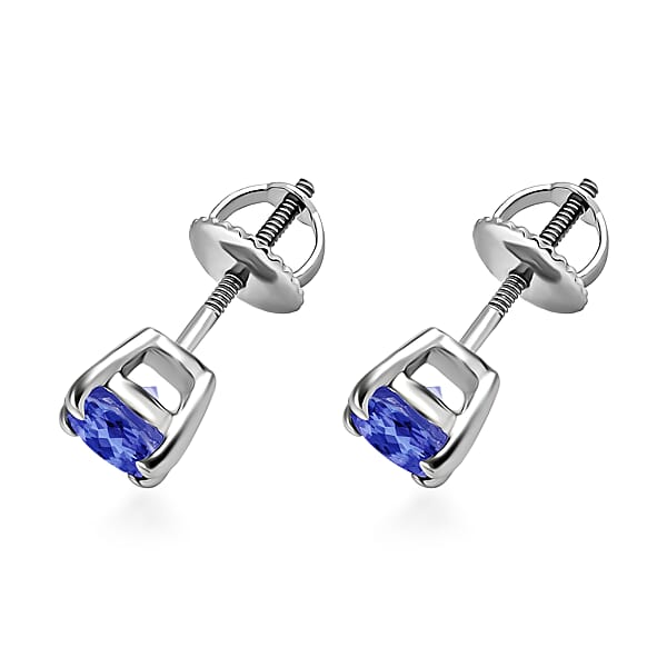 Shop Lc Iliana 18K White Gold AAA Tanzanite Solitaire Stud Earrings 1.00 Ctw