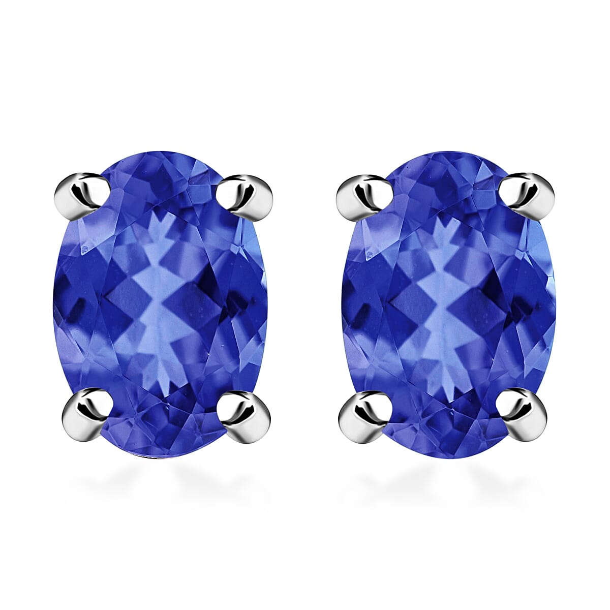shop lc Iliana 18K White Gold AAA Tanzanite Solitaire Stud Earrings 1.00 ctw