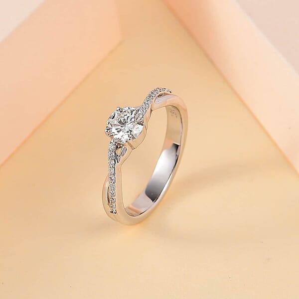 Shop Lc Iliana 18K White Gold G-H SI1 Diamond Criss Cross Ring 4.15 Grams 0.75 Ctw
